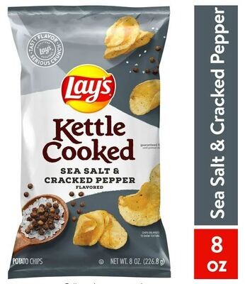 Potato Chips, Lay&#39;s® Kettle Cooked Sea Salt &amp; Cracked Pepper Potato Chips (8 oz Bag)