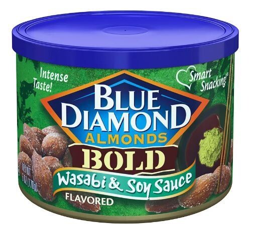 Snack Nuts, Blue Diamond® Bold Wasabi & Soy Sauce Almonds (6 oz Can)