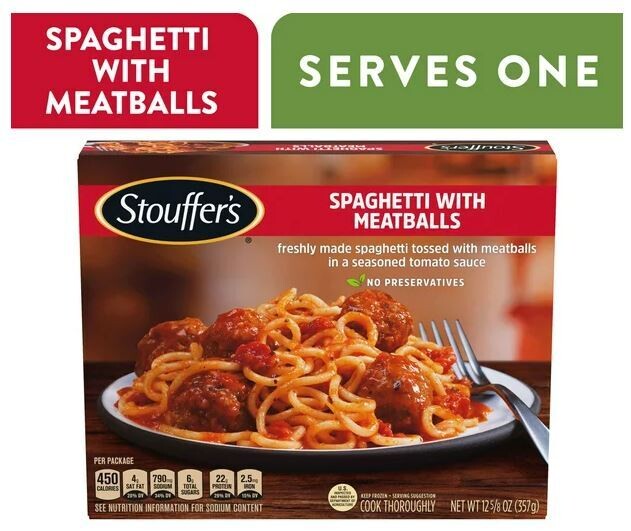 Frozen Pasta Dinner, Stouffer's® Spaghetti with Meatballs (12.625 oz Box)