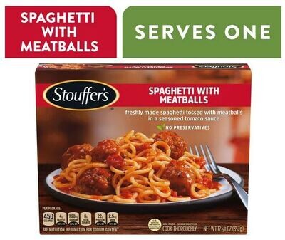 Frozen Pasta Dinner, Stouffer&#39;s® Spaghetti with Meatballs (12.625 oz Box)