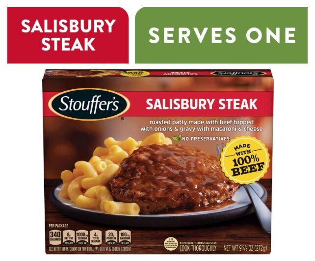 Frozen Steak Dinner, Stouffer's® Salisbury Steak (9.625 oz Box)
