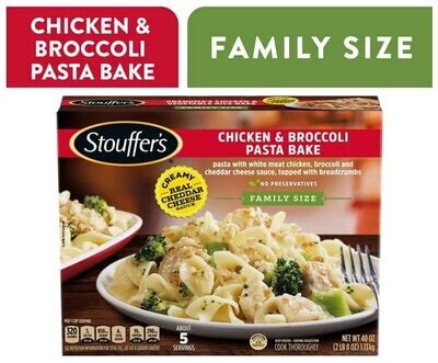 Frozen Chicken Dinner, Stouffer's® Chicken & Broccoli Pasta Bake (Family Size-40 oz Box)
