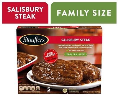 Frozen Steak Dinner, Stouffer's® Salisbury Steak (Family Size, 28 oz Box)