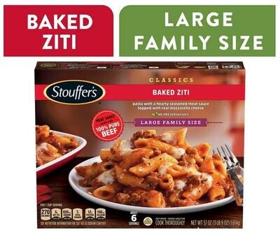 Frozen Pasta Dinner, Stouffer's® Baked Ziti (Large Family Size-57 oz Box)