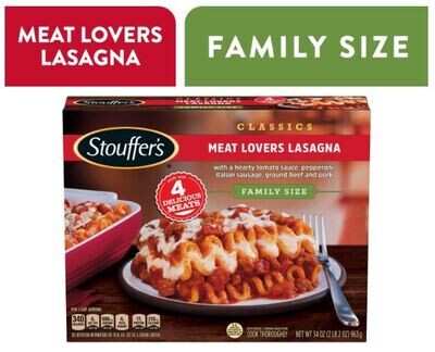 Frozen Lasagna Dinner, Stouffer's® Meat Lovers Lasagna (Family Size-34 oz Box)