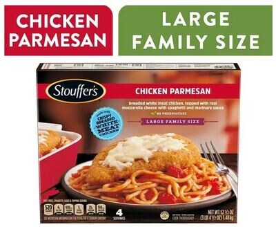 Frozen Chicken Dinner, Stouffer's® Chicken Parmesan (Large Family Size-52½ oz Box)