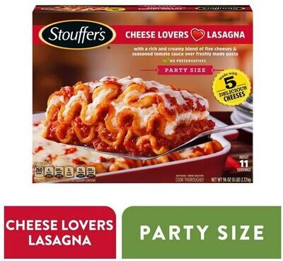 Frozen Lasagna Dinner, Stouffer's® Cheese Lovers Lasagna (Party Size, 96 oz Box)