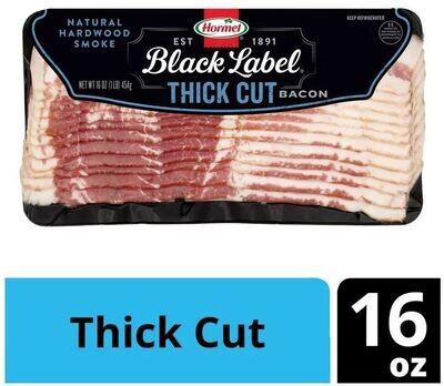 Fresh Bacon, Hormel® Black Label® Thick Cut Bacon (16 oz Bag)
