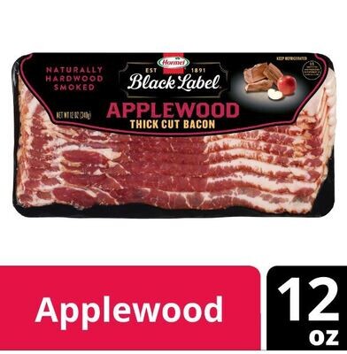Fresh Bacon, Hormel® Black Label® Applewood Thick Cut Bacon (12 oz Bag)