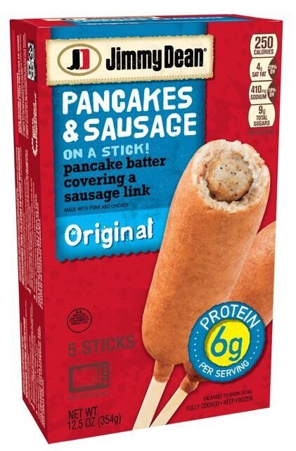 Frozen Pancakes, Jimmy Dean® Pancakes &amp; Sausage on a Stick (5 Count, 12.5 oz Box)