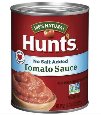 Canned Tomatoes, Hunt&#39;s® No Salt Added Tomato Sauce (29 oz Can)