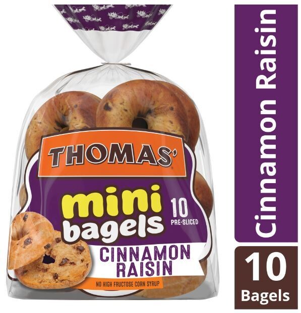 Bagels, Thomas® Cinnamon Raisin Mini Bagels (10 Count, 15 oz Bag)