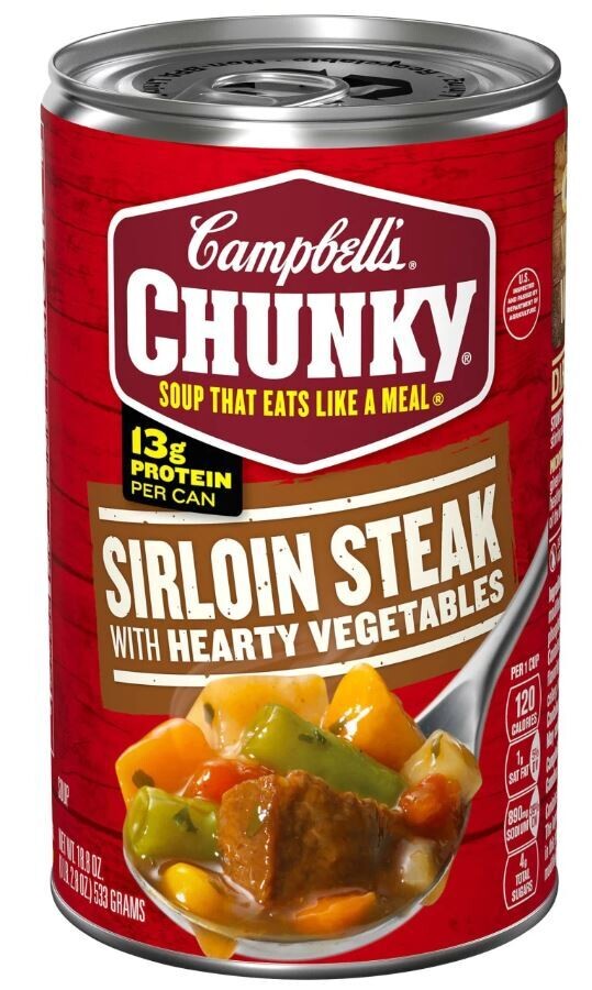Canned Soup, Campbell's® Chunky® Grilled Sirloin Steak with Hearty Vegetables Soup (18.8 oz Can)