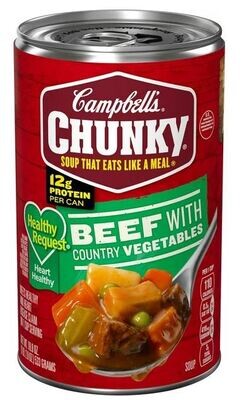 Canned Soup, Campbell&#39;s® Chunky® Healthy Request® Beef with Country Vegetables Soup (18.8 oz Can)
