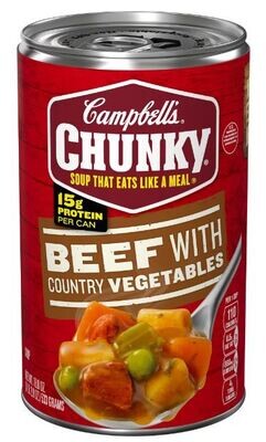 Canned Soup, Campbell's® Chunky® Beef with Country Vegetables Soup (18.8 oz Can)