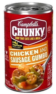 Canned Soup, Campbell's® Chunky® Chicken and Sausage Gumbo Soup (18.8 oz Can)