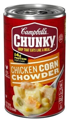 Canned Soup, Campbell&#39;s® Chunky® Chicken Corn Chowder Soup (18.8 oz Can)