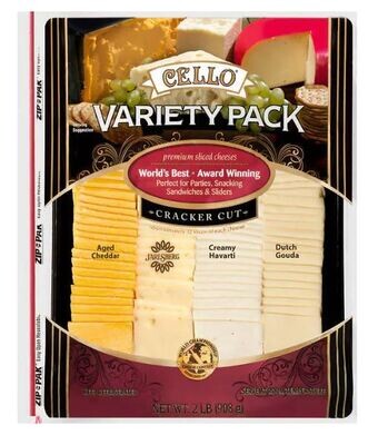 Cheese Platter, Cello® Premium Sliced Cheese Variety, Aged Cheddar, Jarlsberg, Creamy Havarti &amp; Dutch Gouda (32 oz Bag)