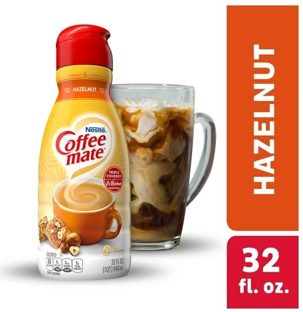 Coffee Creamer, Nestle® Coffee-Mate® Hazelnut Liquid Coffee Creamer (32 oz Bottle)