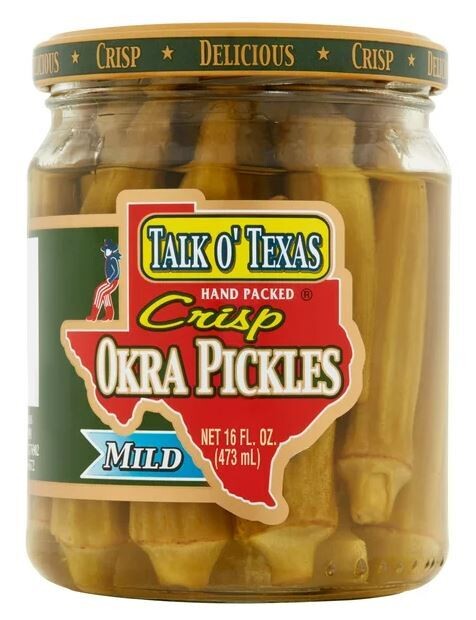 Preserved Pickles, Talk O&#39; Texas® Mild Okra Pickles (16 oz Jar)