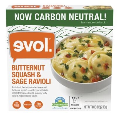 Frozen Dinner, Evol® Vegetarian Butternut Squash &amp; Sage Ravioli (8.13 oz Box)