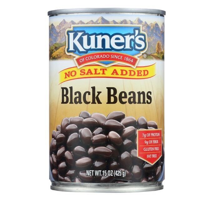 Canned Beans, Kuner’s® Gluten Free Black Beans No Salt Added (15 oz Can)