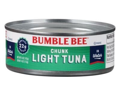 Canned Seafood, Bumble Bee® Chunk Light Tuna in Water (5 Oz Can)