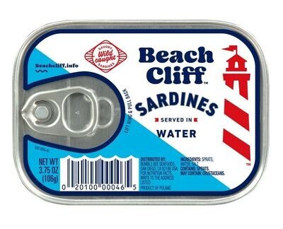 Canned Seafood, Beach Cliff® Sardines in Water (3.75 oz Can)