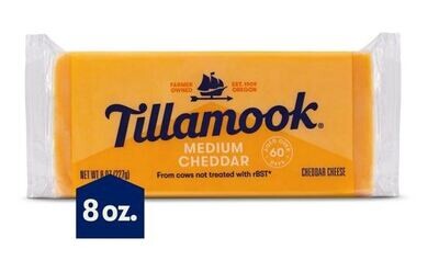 Block Cheese, Tillamook® Medium Cheddar Cheese (8 oz Block)
