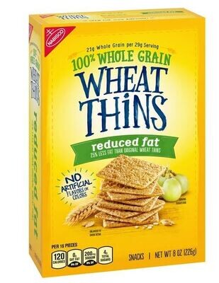 Crackers, Wheat Thins® Reduced Fat 100% Whole Grain Crackers (8½ oz Box)