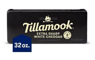 Block Cheese, Tillamook® Extra Sharp White Cheddar Cheese (32 oz Block)