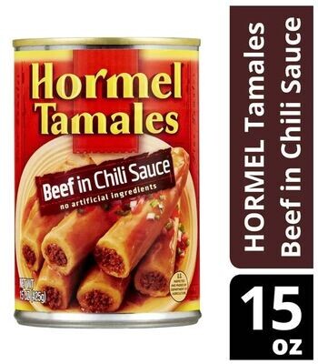 Canned Beef, Hormel® Beef Tamales in Chili Sauce (15 oz Can)