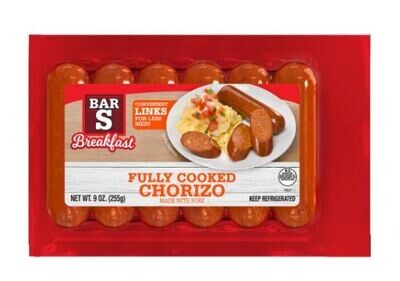 Fresh Sausage, Bar-S® Breakfast Fully Cooked Pork Chorizo (9 Oz Package with 6 Links)