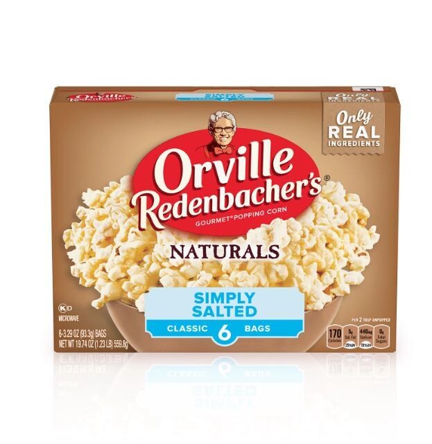 Microwave Popcorn, Orville Redenbacher's® Naturals Simply Salted Microwave Popcorn (6 Count, 3.29 Oz Box)
