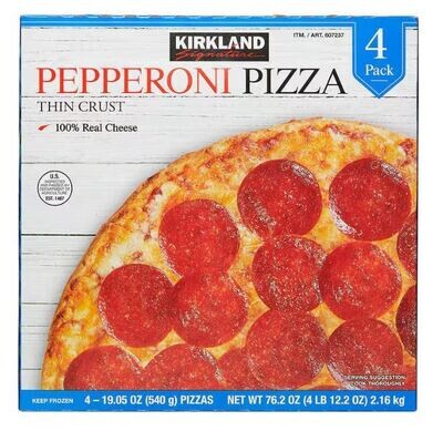 Frozen Pizza, Kirkland Signature® Four Pepperoni Pizzas (Costco Size-19.5 Oz Each-Four Pizzas)