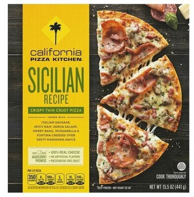 Frozen Pizza, California Pizza Kitchen® Silcilian Crispy Thin Crust Pizza (Single 15.5 oz Pizza)