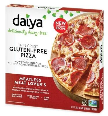 Frozen Pizza, Daiya® Gluten & Dairy Free Meatless Meat Lover's Vegan Pizza (Single 19.1 oz Pizza)