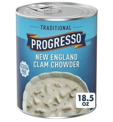 Canned Soup, Progresso Traditional® Gluten Free New England Clam Chowder Soup (18.5 oz Can)