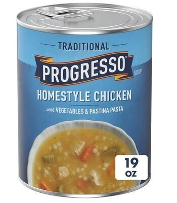 Canned Soup, Progresso Traditional® Homestyle Chicken with Vegetables &amp; Pastina Pasta Soup (19 oz Can)