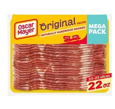 Bacon, Oscar Mayer® Original Naturally Hardwood Smoked Bacon (23-25 Slices, Mega Pack 22 oz Package)