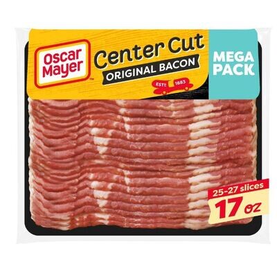 Bacon, Oscar Mayer® Center Cut Original Bacon (25-27 Slices, Mega Pack 17 oz Package)