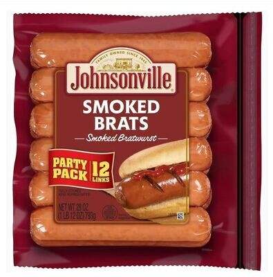 Bratwurst Sausage, Johnsonville® Smoked Pork Stadium Brats (12 Links, 28 oz Bag)