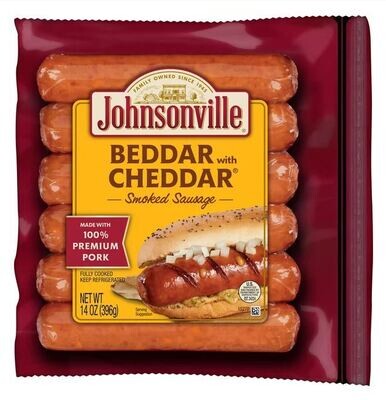 Smoked Sausage, Johnsonville® Beddar with Cheddar Smoked Pork Sausage (6 Links, 14 oz Tray)