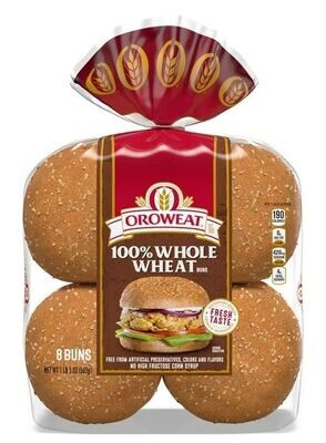 Hamburger Buns, Oroweat® 100% Whole Wheat Hamburger Buns (21 Oz Bag, 8 Buns)