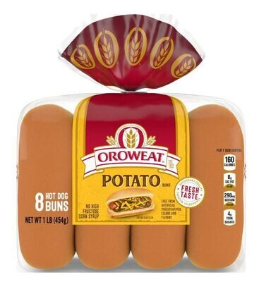 Hot Dog Buns, Oroweat® Potato Hot Dog Buns (16 oz Bag, 8 Buns)