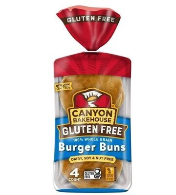 Hamburger Buns, Canyon Bakehouse® Gluten Free 100% Whole Grain Hamburger Buns (4 Buns)