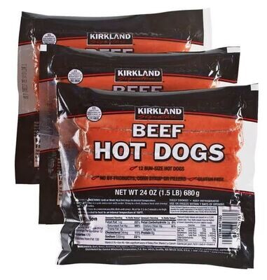 Hot Dogs, Kirkland Signature® Regular SizeHot Dogs (24 oz, 12 Links)