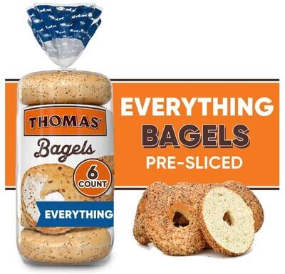 Bagels, Thomas® Everything Bagels (6 Count, 20 oz Bag)