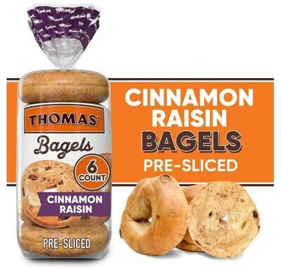 Bagels, Thomas® Cinnamon Raisin Bagels (6 Count, 20 oz Bag)