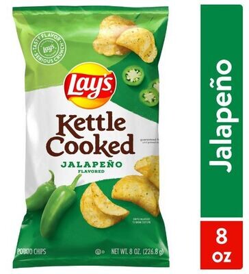 Potato Chips, Lay&#39;s® Kettle Cooked Potato Chips Jalapeno Potato Chips (8 oz Bag)